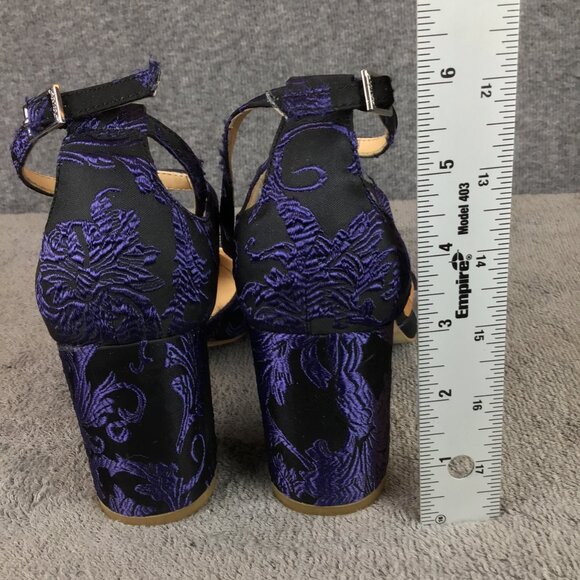 Jewel by Badgley Mischka Blue Floral Pumps Women's Sz 8 Rhinestone Strappy Party - Picture 4 of 14